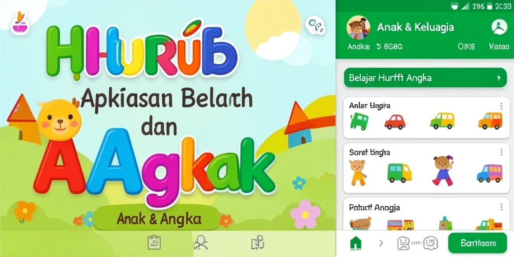 Tampilan antarmuka aplikasi 8G8G untuk belajar huruf dan angka.