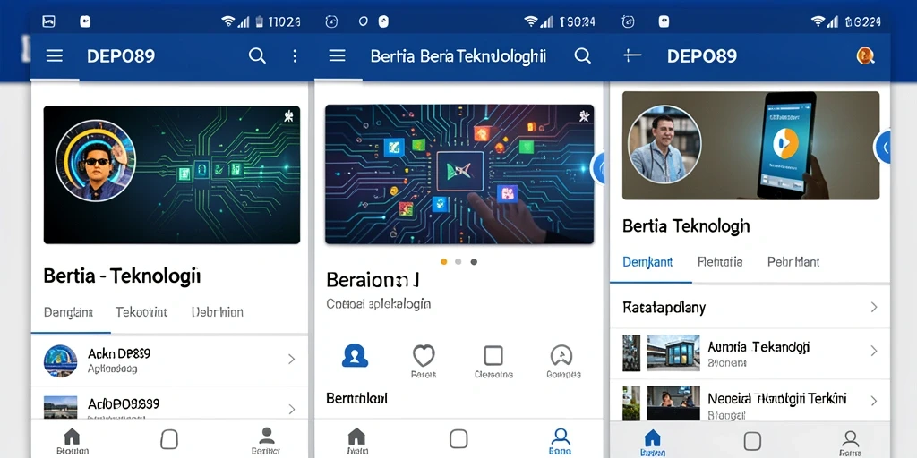 Antarmuka aplikasi DEPO89 yang menampilkan berita teknologi terbaru.