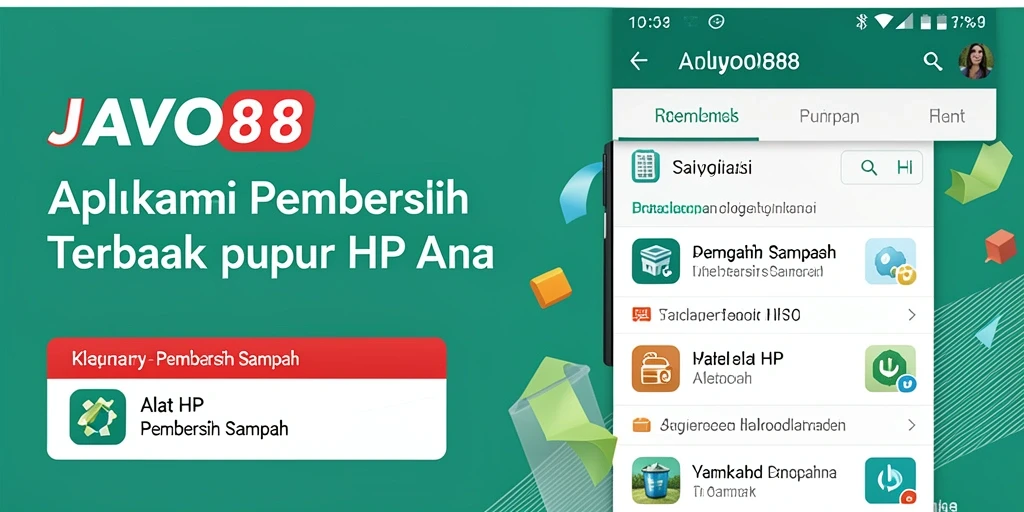 Antarmuka utama JAVO88 yang menampilkan opsi pembersihan sampah.