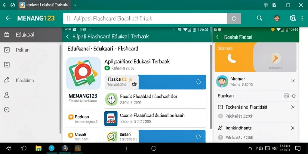 Antarmuka MENANG123 yang ramah pengguna dan fungsionalitas Flashcard.