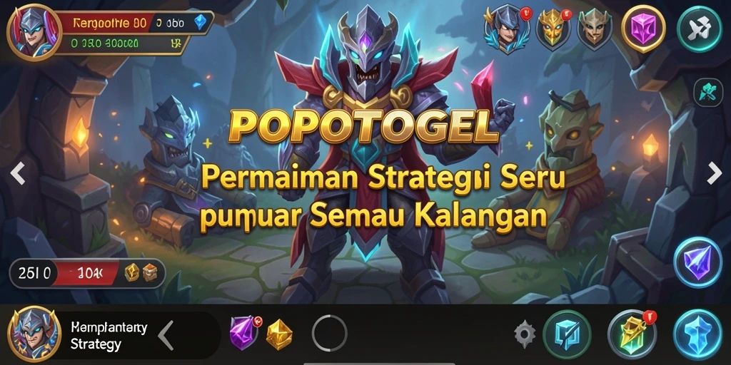 Screenshot antarmuka POPOTOGEL menampilkan elemen strategi permainan.