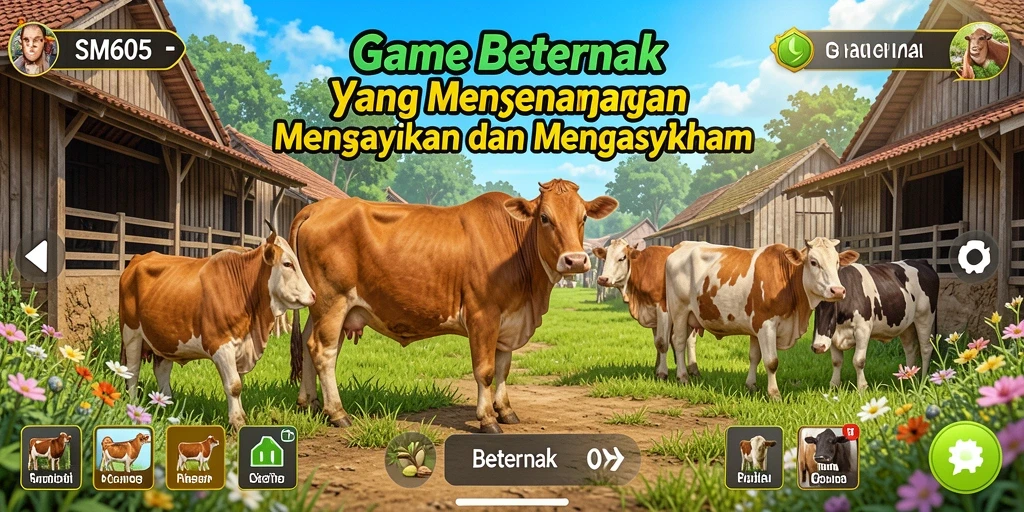 Tampilan antarmuka menarik dari game Beternak SM605.